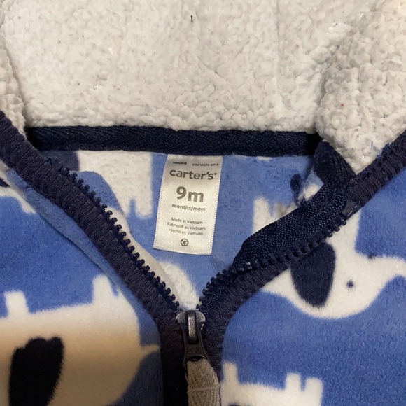 LIKE NEW super soft/warm zip-up elephant one-piece w/ sherpa-lined hood size 9M - Picture 6 of 8